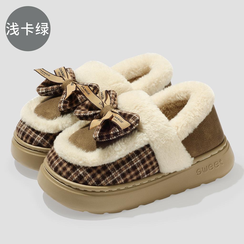 Schleife Baumwollpantoffeln Winter Cartoon Tasche und Baumwollmopp warme Plüsch rutschfeste weiche Sohle Baumwollpantoffeln