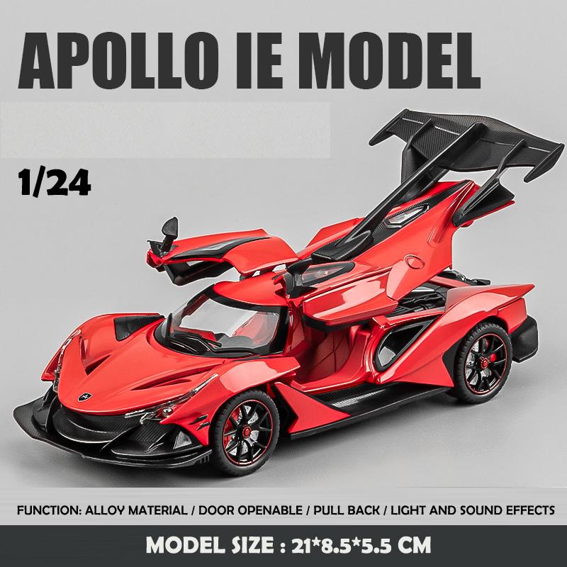 

Simulation 1/24 Apollo IE Supercar Model With Sound Light Toy Vehicle Children Boy Birthday Gift Collection Miniature Voiture