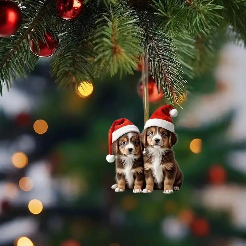 Dog Cartoon Charming Acrylic Hanging Ornament For Festive Christmas Decor Tree