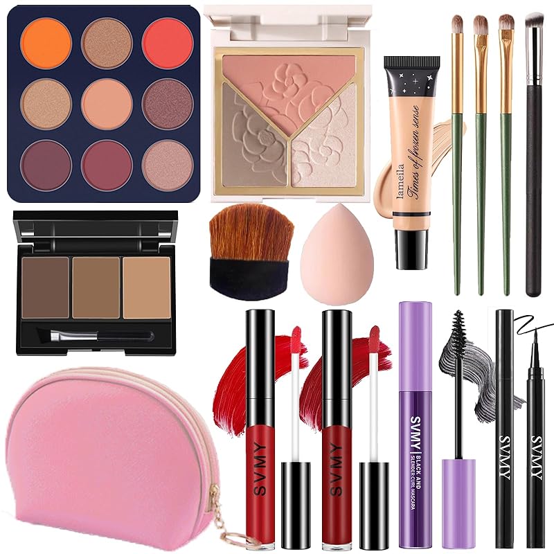 Makeup Set for Women, Makeup Kit for Beginners & Professionals, Makeup Set for Teens & Adults, Make up Gift, Eyeshadow Palette, Face & Eye Make up Orange Eyeshadow + Deep P
