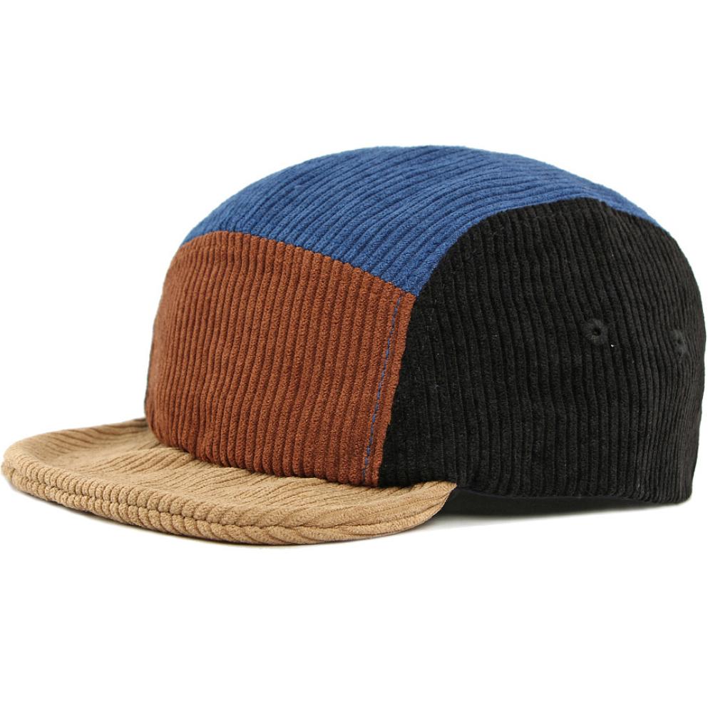 HT5005 Baseball Cap Patchwork Autumn Winter Cap Men Women Short Brim Corduroy Baseball Hat Male Female Adjustable Snapback Cap