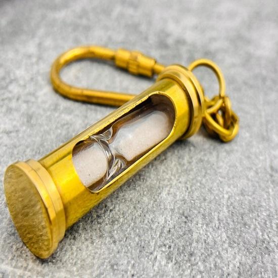 Functional Sand Timer Keychain Hourglass Brass Steampunk For Halloween, Perfect Gift for Friends