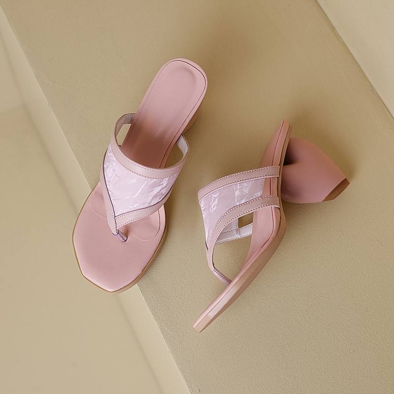 Krazing Pot Mules en maille à Air, tongs à bout ouvert, Style étrange, chaussures d'été à talons hauts, taille 43, sandales de luxe pour femmes