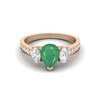 925 Sterling Silver Rose Vermeil 1.7 Cts Pear Emerald Three Stone Accent Wedding Women Ring