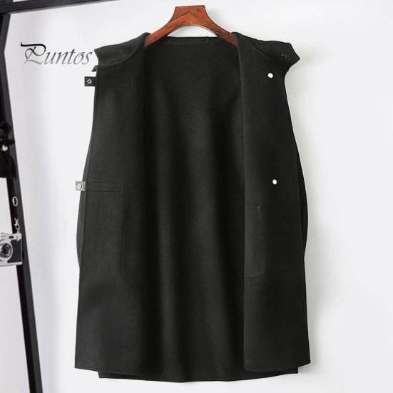 Damen Wintermantel beidseitig Wollstoff einfarbig Trenchcoat mit Kapuze Übermantel Locker Große Taschen Oberbekleidung Streetwear