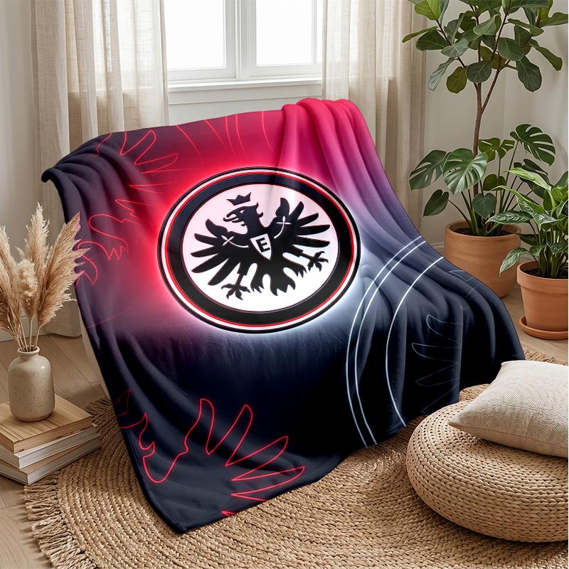 Eintracht Frankfurt Football Print Flannel Blanket, Soft Warm Lightweight Throw Blanket for Sofa Bed Camping