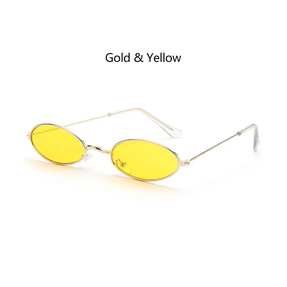Retro Small Frame Oval Sunglasses Vintage Metal Colorful Shades Sun Glasses For Men Women Fashion Brand Design Female Eyeglasses