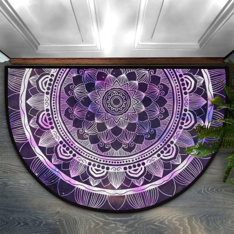Bohemian Floral Retro Style Semi-Circular Entrance Mat