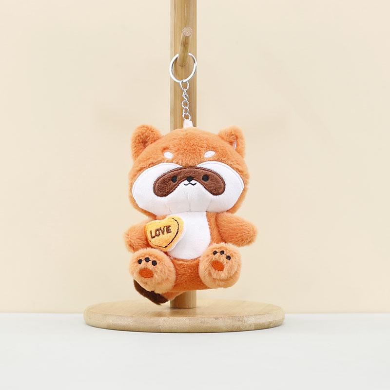 Charming Gray Raccoon Plush Keychain Stuffed Animal Short Plush Bag Decoration