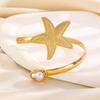 Adjustable Bracelet Starfish Pearls Bangle For Women Elegant Upper Arm Wristband Jewelry Piece Lightweight Alloy Design
