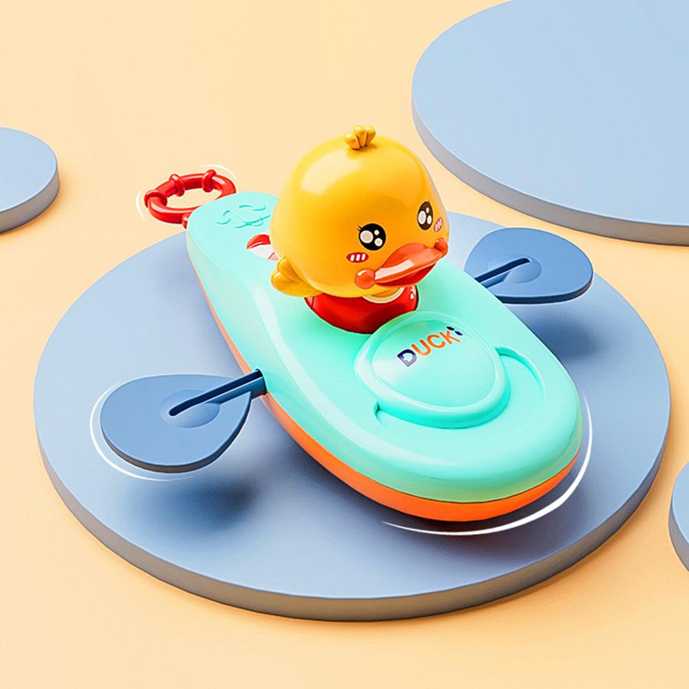 Pull Cord Duck Bathtub Boat Interactive Pull String Duck Infant Water Activity Toys Floatable Baby Bath Canoe