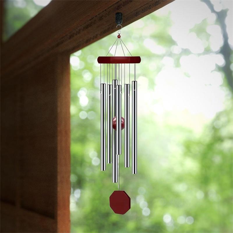 Chinese Style Metal Wind Chime 6 Tube DIY Hanging Ornament With Bell For Home Balcony Decor Elegant Decoration For Hotel