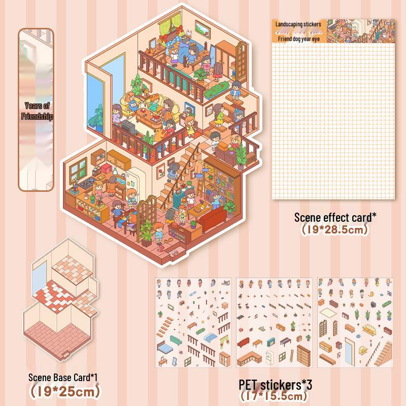 3D Miniature Scene Collage Stickers: Cute Decompression Handbook Stickers