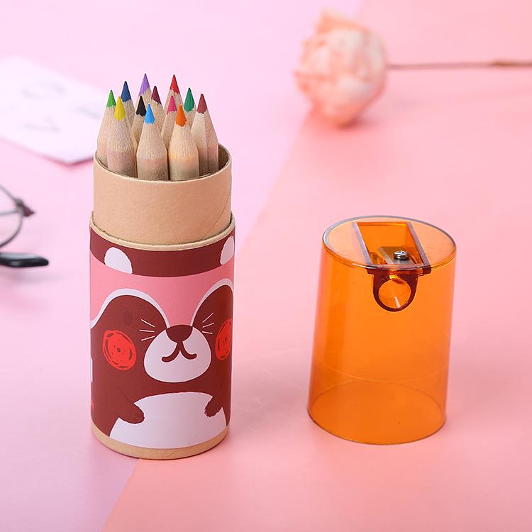 Cute Bear 12-Color Children's Coloring Pencils - Cartoon Stationery Gift Set