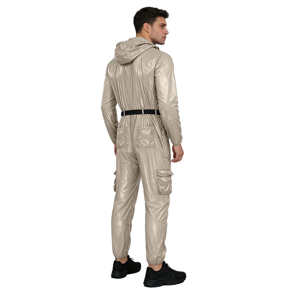 Herren Wasserabweisender Overall Mechaniker Arbeitskleidung Langarm Reißverschluss Vorne Mit Kapuze Overall