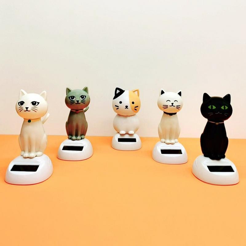 Solenergi Katt Ristehode Dukke Katt Risting Dashboard Interiørdekorasjon Biler Bil Ornament Dukketilbehør