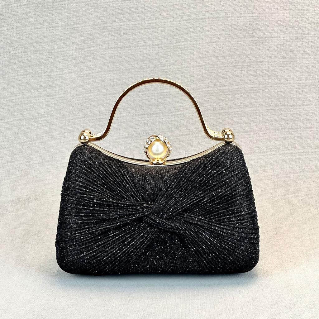 Wrinkled Banquet Bag, Ladies' Exquisite Hand-held Evening Gown Bag, Socialite Dress Party Crossbody Handbag, Light Luxury Style