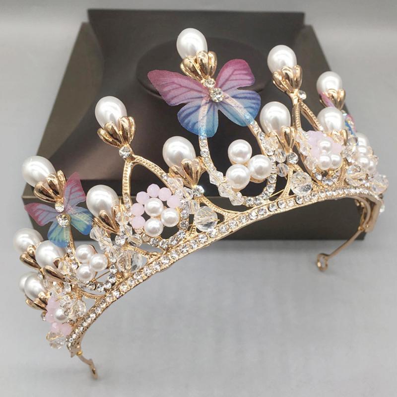 Luxus rosa Kristall Hochzeit Krone Royal Queen Tiaras Stirnbänder Mädchen Prom Braut Kopfschmuck Braut Diadem Haarschmuck Zubehör