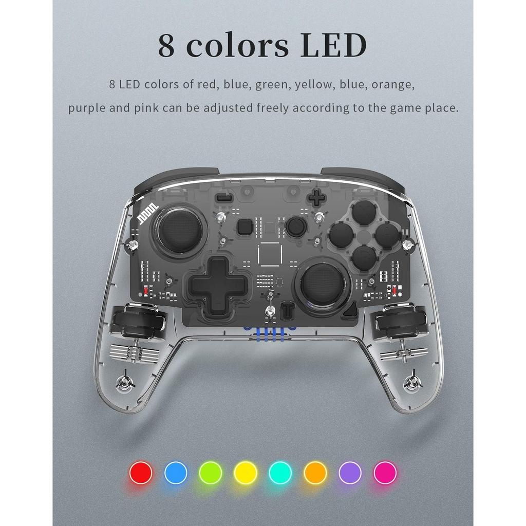 Switch Controller, Pro Controller für Switch/Switch Lite/Switch OLED, Einstellbarer Turbo, Vibrationsbewegung, Gyro, Transparent