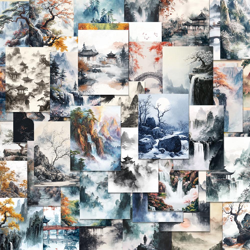 

64 pcs, Old Style Scenery Creative Stickers, Stamp Stickers, DIY Scrapbooking, Books, Laptop, Mobile Phone, Holiday Gift or Rewa