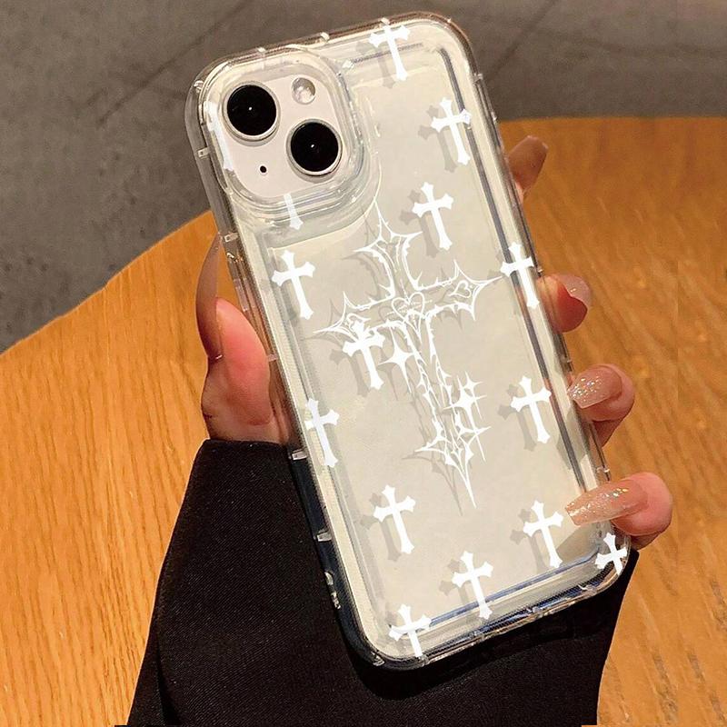 Rosa Punk Stil Kreuz Blume Druck Klare Hülle für Xiaomi Mi 11 12 Lite 5G 12X 12 13 13T 14 Pro Poco X6 X3 F5 Rückabdeckung Caqa