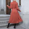 Spring Outwear Vintage Elegant Long Sleeve Solid Color Versatile Dress