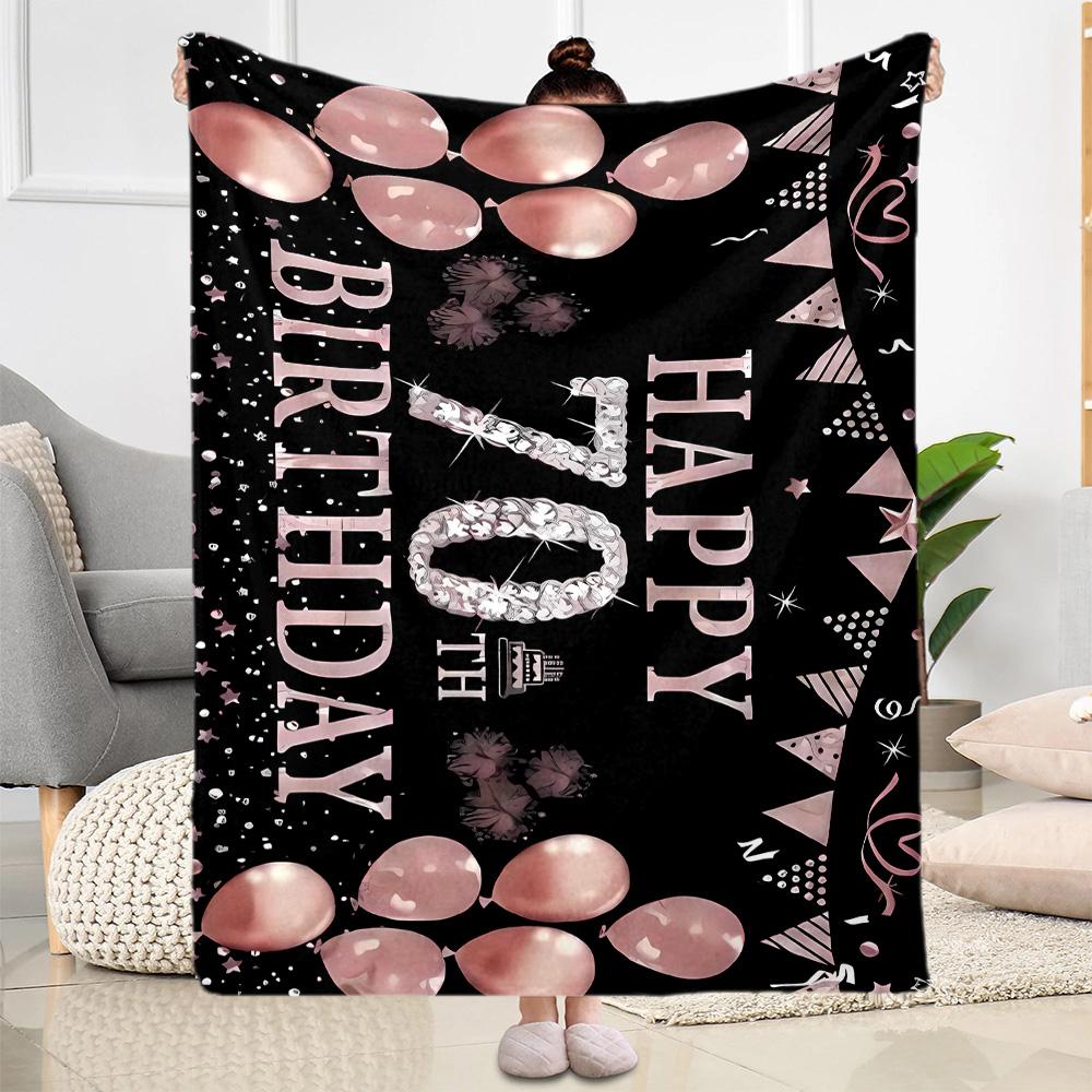 1pc Happy 70th Birthday Celebration blanket Soft and Warm for Sofa Office Camping Travel Livingroom Great Gift for Friends and Family Comfortable