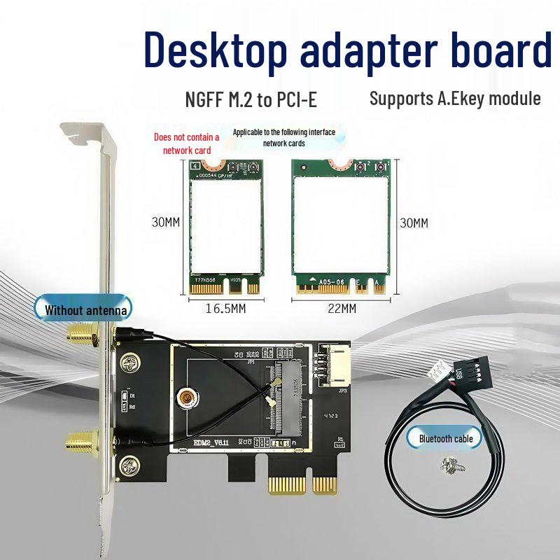 Desktop M.2 NGFF auf PCI-E Drahtlosnetzwerk- & Bluetooth-Karte AX210 200
