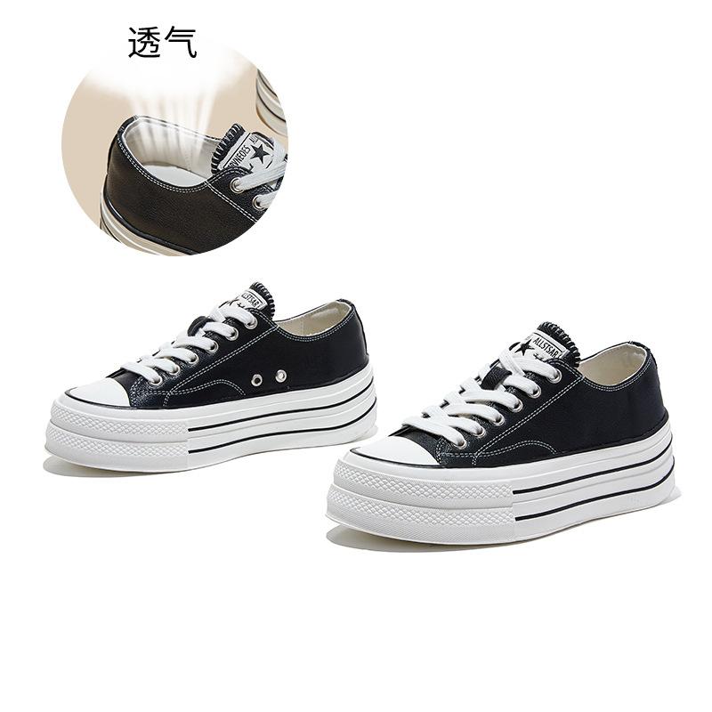 Wulacao pigskin insole first layer cowhide little white shoes spring new thick sole height increase casual versatile women s shoes 35 чёрный 6150₽
