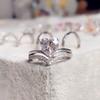 Delicate Silver Color White Zircon Stones Heart Rings for Women Fashion Bridal Engagement Wedding Ring Set Jewelry