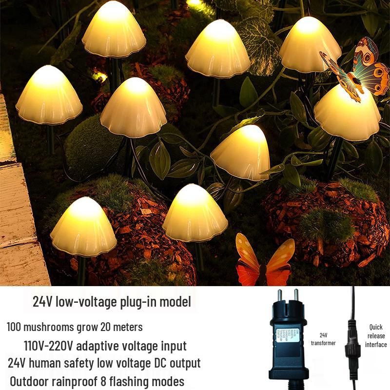 Waterproof Solar Mushroom String Lights for Outdoor Courtyard & Garden Decoration