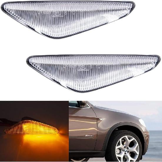 Clear Lens LED Side Marker Lights for 2007 2008 2009 2010 2011 2012 BMW E70 X5 E71 X5 E72 X5 F25 X3 Front Turn Signal Lights Lighting Housing OEM