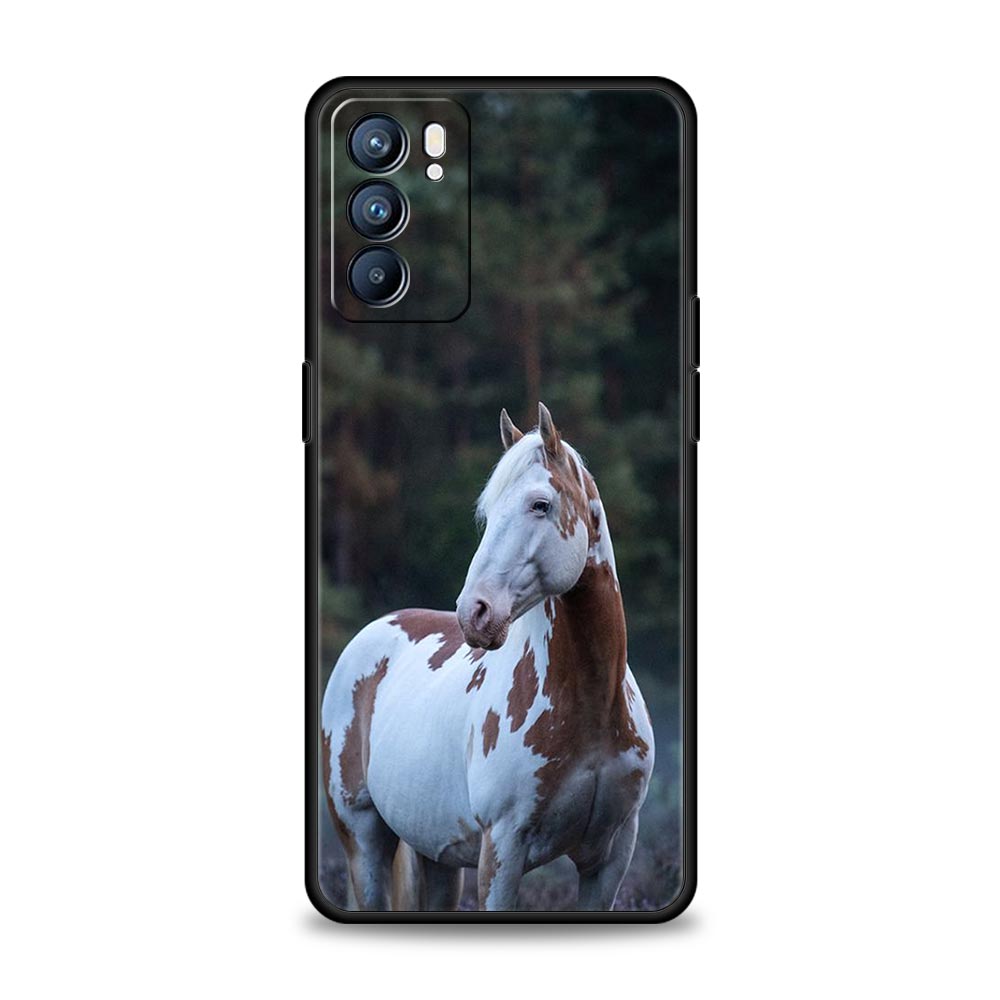 Animal Horse Phone Case For Oppo A17 A31 A54 A57 A78 A79 A98 Find X5 X6 Reno 6 7 8 10 11 12 13 F Pro 5G Soft TPU Cover Funda Bag