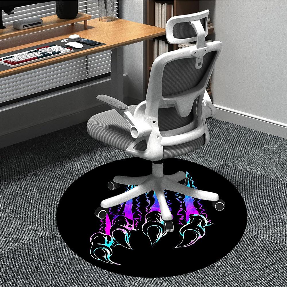 

1pc Claw Marks Office Round Area Rug, Mat Suitable For Office, Under Office Chairs Bedroom Living Room Home Decor, Room Deco 80cm