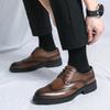 Brown Leather Shoes Autumn Brock Business Derby Shoes Height Up Casual British Soft-soled Wedding Groom Shoes