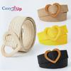 Elastic Stretch PP Grass Woven Sweet Decorative Dress Ladies Love Buckle Belt