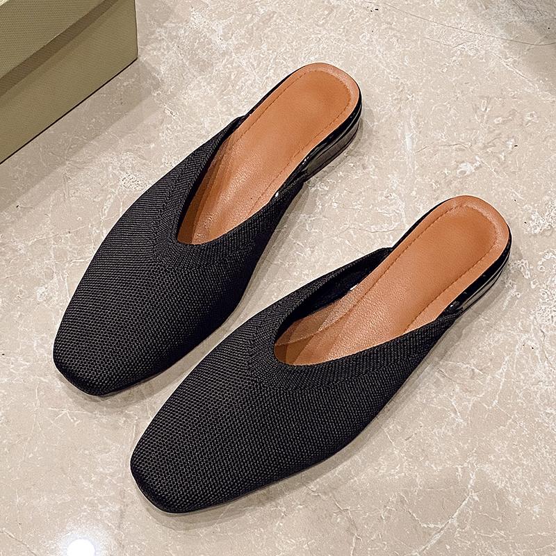 

Новые женские балетки на плоской подошве, сетчатые, с квадратным носком, в тон, с легким ртом, мягкая подошва, вязаные, повседневные, для работы 42