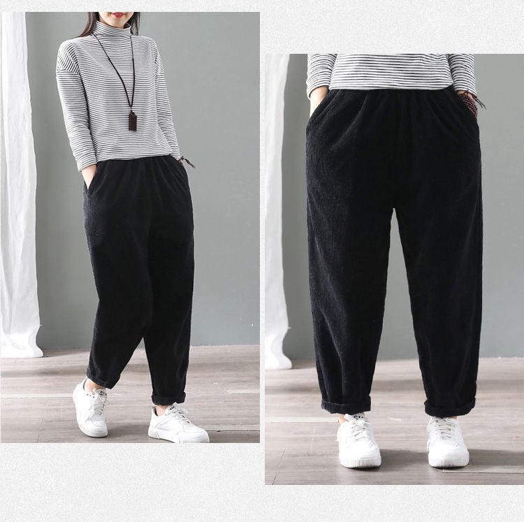Women's Plus Size Corduroy Fleece-Lined Warm Harem Pants