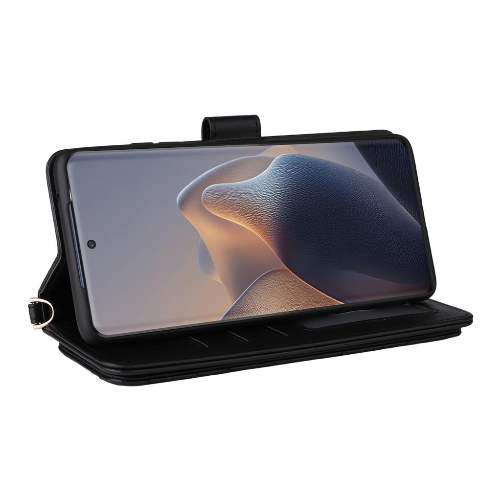 For Motorola Edge 60 5G/60 Fusion 5G Støtte Lommebokdeksel med Skulder-/Håndleddsstropp Telefondeksel i Lær