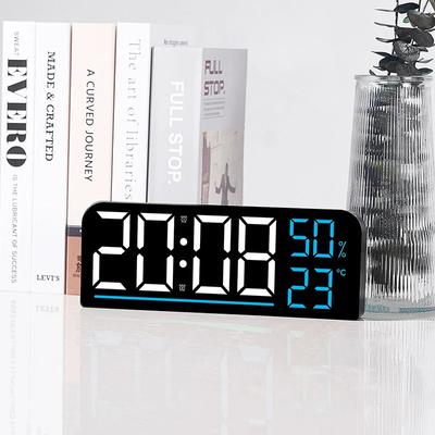Large Screen Wall Clock Temperature Humidity Display LED Wall Clocks 2-Alarms Brightness Adjustment Timing Function Alarm Clock