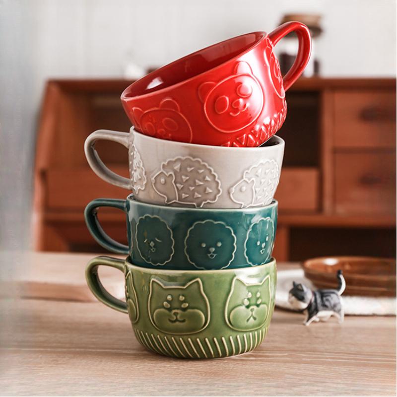 300ml Cute Ceramic Cat Coffee Mug with Lid,Kawaii Coffee Mugs or Tea Cups for Cat Lovers,Funny Novelty Cat Breakfast Mugs for Gift