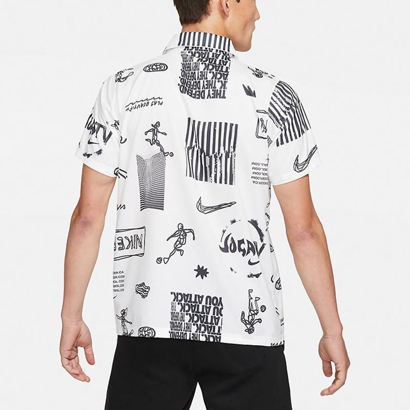 Nike Woven Soccer Casual Print Polo Shirt Men Tops White DA1474-100