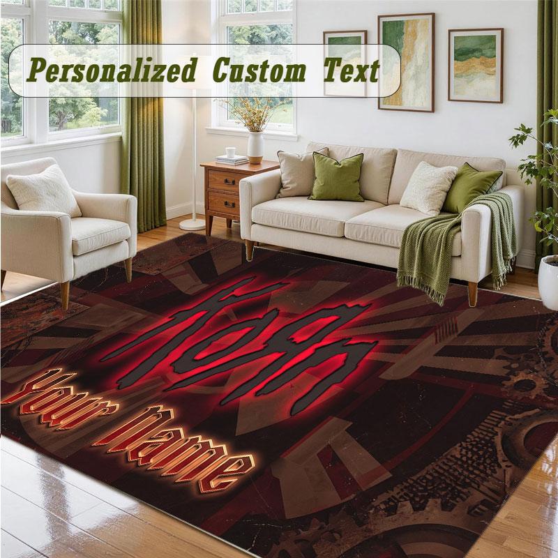 Crystal Velvet Square Rug Custom NameKorn Pattern Non Slip Home Floor Decor Rug