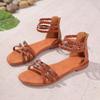 Foreign Trade Sandals Women 2025 New European and American Fairy Style Flat Bottom Summer Women's Fashion Willow Nails Roman Shoes 35-43
