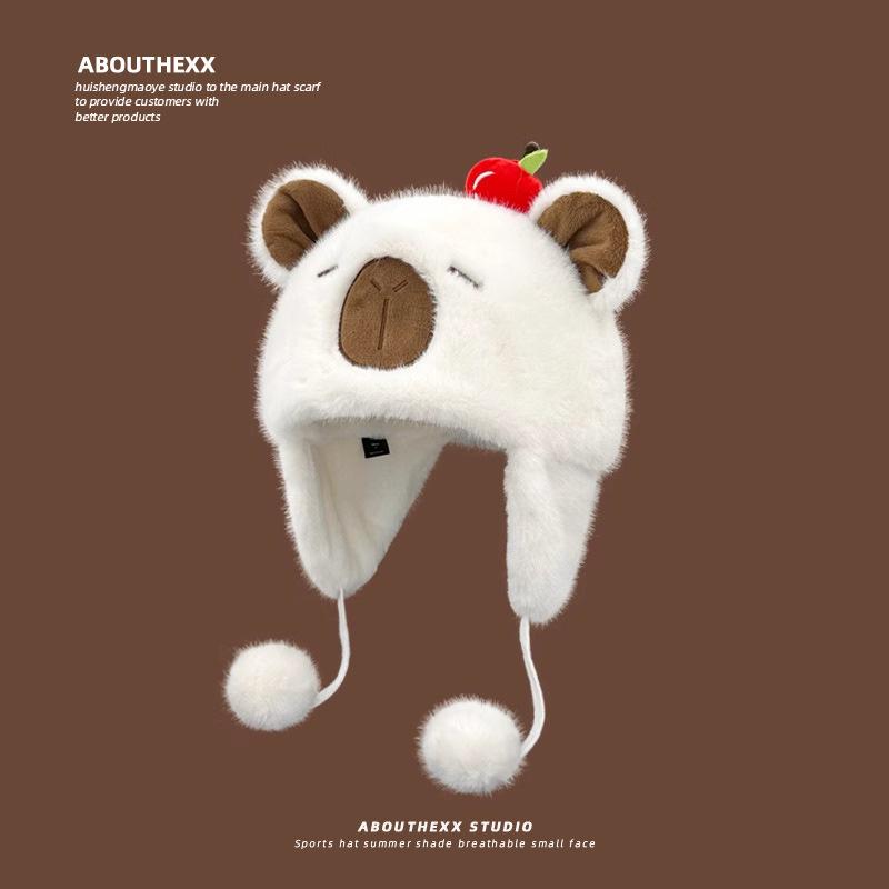 Neue Cartoon Niedliche Kapibara Plüsch Lei Feng Mütze Damen Herbst und Winter Warme Ohrenschutzmütze Vielseitige Überziehmütze für Herren