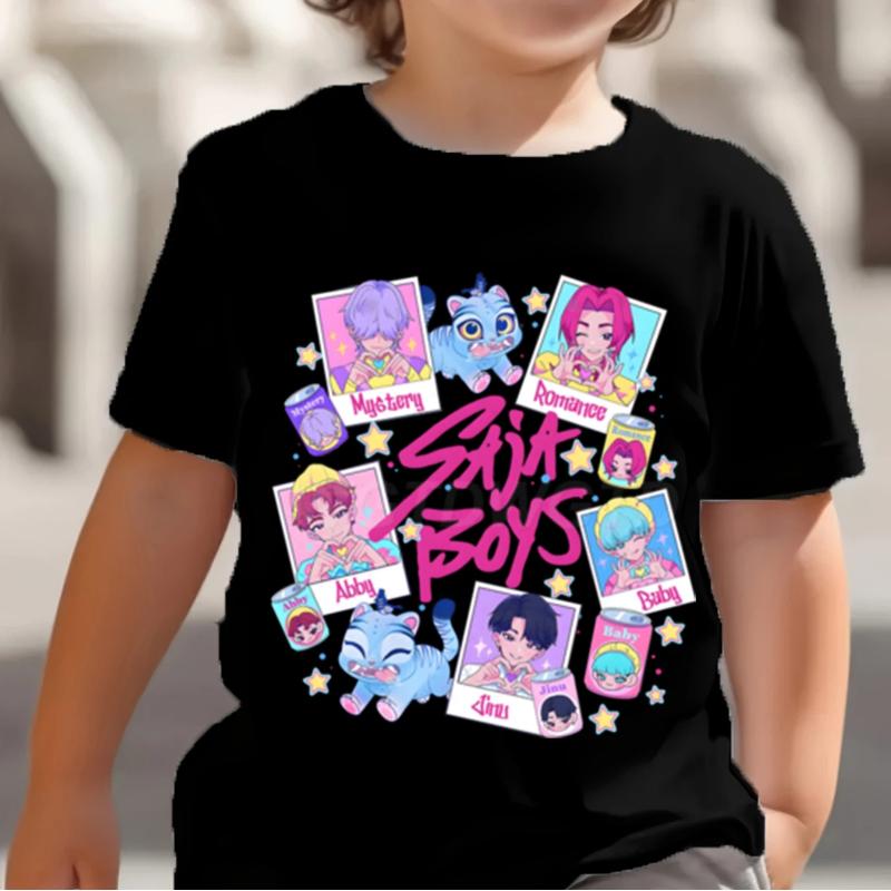 KPop Demon Hunters Saja Boys Kids T-shirts Baby Girl Boy Cartoon Short Sleeve Tops Anime Fans T-shirt Children's Clothing