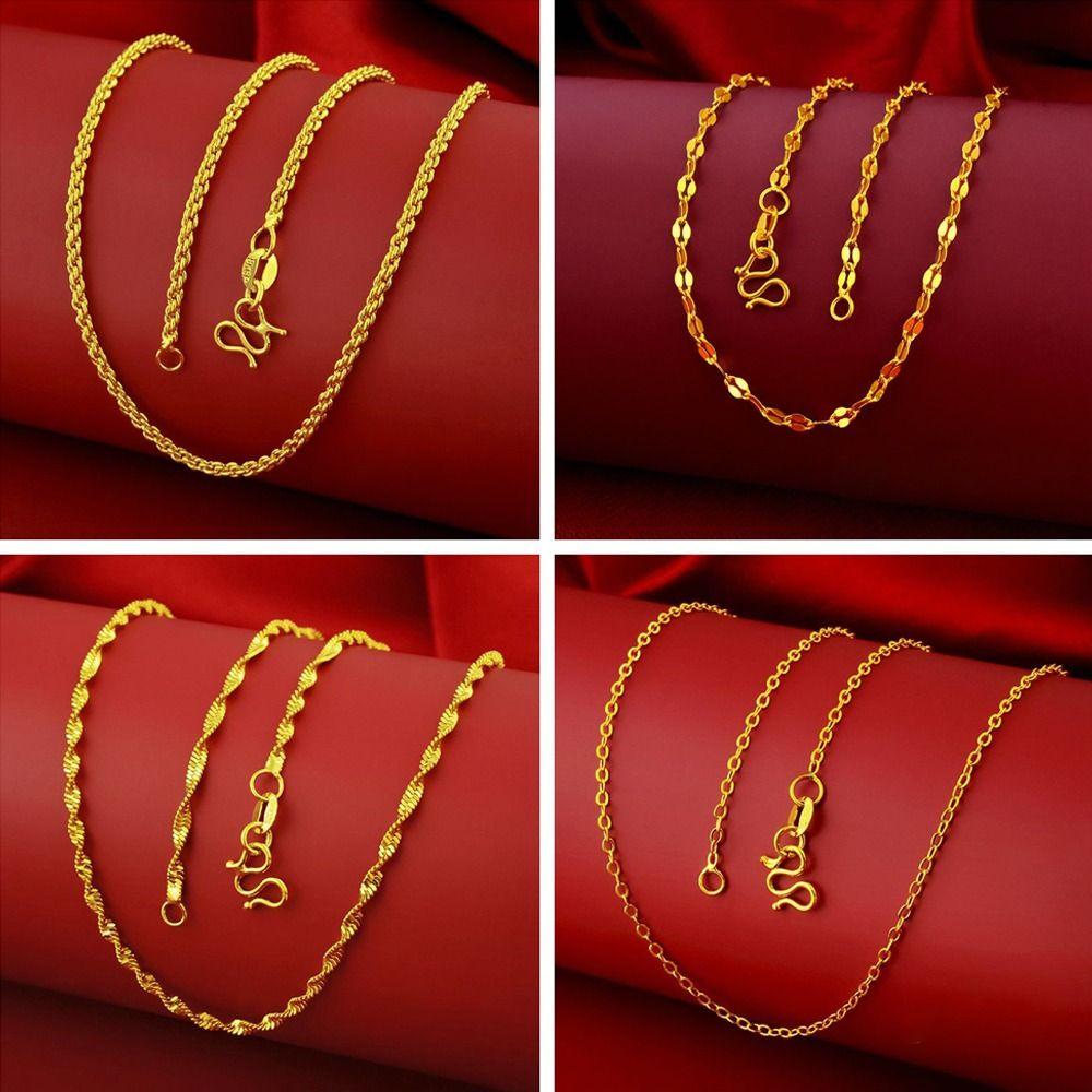 

Imitation Gold Water Ripple Chain Brass Pendant Durable Necklace Type-3