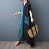 DIMANAF Women Summer New 2025 Plus Size Dress Casual V-Neck Loose Stripe Long Dress Vintage Dress Maxi