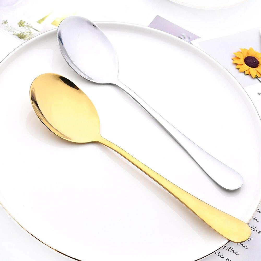 2Pcs Rose Gold Dinnerware Set Service Spoons Fork Cutlery Set Mirror Stainless Steel Kitchen Buffet Dinner Restaura Tableware