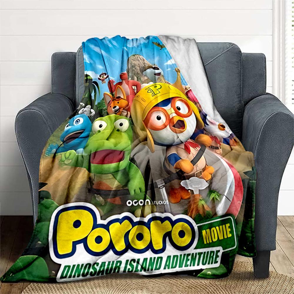 1pc Pororo Adventure Outdoor Blanket Lightweight Flannel, Soft & Warm, All-Season Use for Sofa, Outdoor, Camping, Living Room, Office065